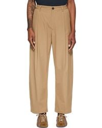 Studio Nicholson - Tan Shire Cotton Pleated Trousers - Lyst