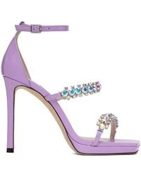 Jimmy Choo - Sandales À Talon Aiguille 100 Mauves À Bride Bing - Lyst