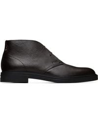 BOSS - Wool-Lined Grained Leather Desert Boots - Lyst