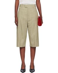 Bottega Veneta - Khaki Viscose Silk Culotte Shorts - Lyst