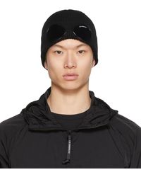 Wool Goggle-Detail Turn-up Brim Beanie 