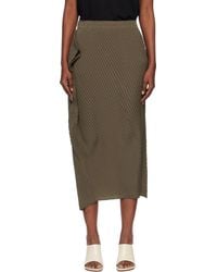 Issey Miyake - Khaki Soft Fold Pleats Midi Skirt - Lyst