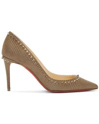 Christian Louboutin Taupe Croc Anjalina 85 Heels - Multicolour