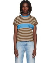 Versace - Embroidered-Logo Striped-Intarsia Cotton T-Shirt - Lyst