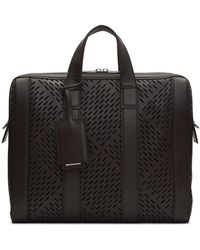 Bottega Veneta Brown Perforated Briefcase - Black