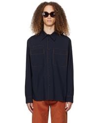 Marni - Navy Contrast Stitch Shirt - Lyst