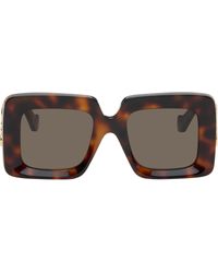 Loewe - Lunettes De Soleil Carrées Beveled Brunes À Anagrammes - Lyst