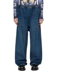 Y. Project - Jean Ample Bleu À Gousset Et À Couture Pincée À Logo - Lyst