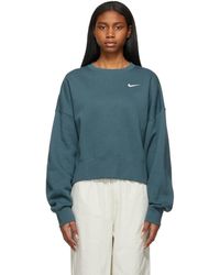 nike essentials black cropped high neck sweatshirt
