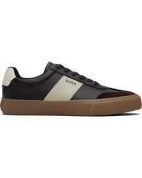 BOSS - Leather Stripe Logo Sneakers - Lyst