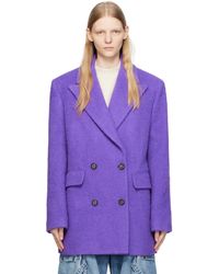 MSGM - Purple Double-breasted Coat - Lyst