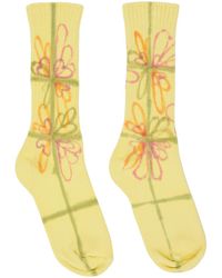 Collina Strada - Chaussettes jaunes à motifs fleuri et à carreaux exclusives à ssense - Lyst
