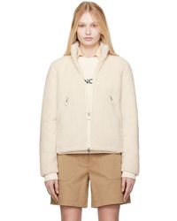 Moncler - Blouson Blanc Cassé En Molleton Rembourré En Duvet - Lyst