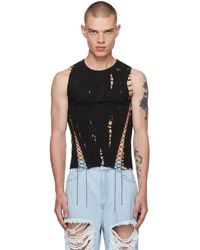 Dion Lee - Black Picot Lace Tank Top - Lyst