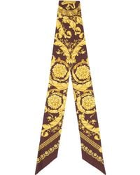 Versace - Burgundy & Printed Silk Twill Ribbon Scarf - Lyst
