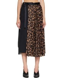 Sacai - Leopard X Suiting Midi Skirt - Lyst