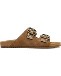 Burberry - Check Suede Urchin Sandals - Lyst