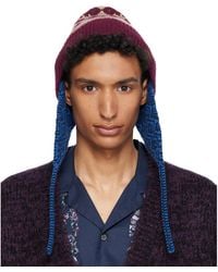Dries Van Noten - Burgundy & Jacquard Wool Beanie - Lyst