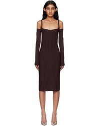 Mugler - Burgundy Knit Midi Dress - Lyst