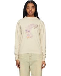 we11done - Beige Crewneck Long Sleeve T-shirt - Lyst