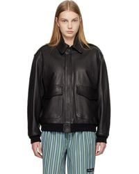 HOMMEGIRLS - Leather Bomber Jacket - Lyst