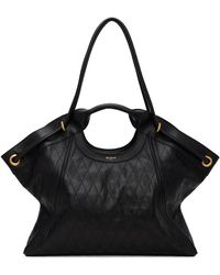 Balmain - Topstitched Leather Large Tote - Lyst