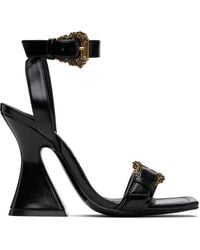 Versace Jeans Couture - Baroque Buckle Patent Kristen Heeled Sandals - Lyst
