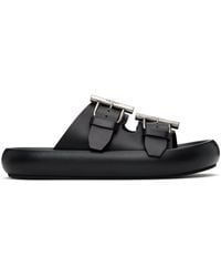 McQueen - Sandales Noires À Boucles En T - Lyst