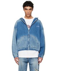 we11done - Zip-Up Thin Denim Hoodie - Lyst