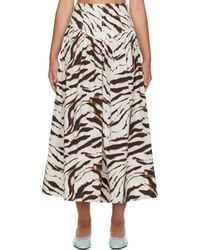 Ganni - Off- & Zebra Cotton Maxi Skirt - Lyst