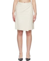 Loulou de Saison - Off- Gora Ostrich-Effect Wrap Leather Midi Skirt - Lyst