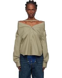 Pushbutton - Khaki Dropped Shoulder Shirt - Lyst