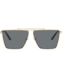 Versace - Gold Tubular Greca Sunglasses - Lyst