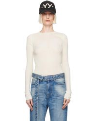 OPEN YY - T-Shirt À Manches Longues Blanc En Tricot Côtelé À Image De Boucle - Lyst