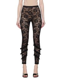MSGM - Black Floral leggings - Lyst