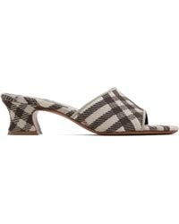 Burberry - Check Sloane Mule Heeled Sandals - Lyst