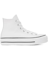 Converse - Baskets Chuck Taylor All Star Blanches En Cuir À Plateforme - Lyst
