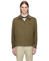 BOSS - カーキ リラックスフィット ジップアップ オーバーシャツ - Lyst