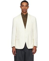 Ralph Lauren - Off- Silk Linen Single-Breasted Blazer - Lyst