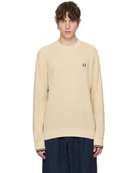 Fred Perry - Beige Embroidered Sweater - Lyst
