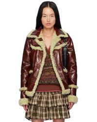 Anna Sui - Blouson Brun En Cuir Et En Peau Retournée Synthétiques - Lyst