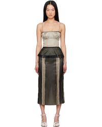 Maison Margiela - Khaki & Lined Silk Midi Dress - Lyst