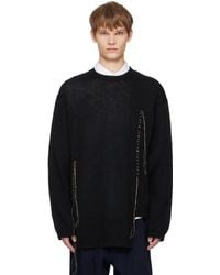 Yohji Yamamoto - Plain Stitch Embroidery Round Neck Sweater - Lyst