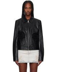 MM6 by Maison Martin Margiela - ブラック Light スポーツ レザージャケット - Lyst