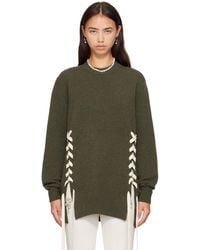 Simone Rocha - Khaki Merino Lace Up Hem Jumper - Lyst