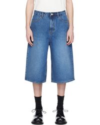 Adererror - Short 01 Bleu En Denim À Écusson À Logo Tetris - Lyst