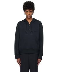 Courreges - Pull À Capuche Bleu Marine À Boutons - Lyst