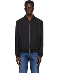 HUGO - Blouson aviateur noir à plaque à logo - Lyst