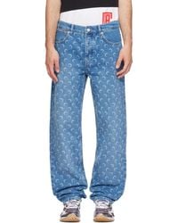 Marine Serre - Moon Laser Wash Denim Straight Jeans - Lyst
