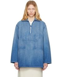 AURALEE - Selvedge Faded Light Denim Shirt - Lyst